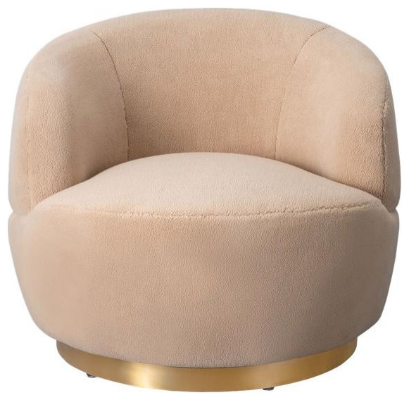 Tessa Faux Lamb Wool Swivel Chair Contemporary Armchairs And Accent