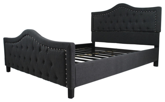 Gdf Studio Mason Fully Upholstered, Dark Gray Queen Bed Frame