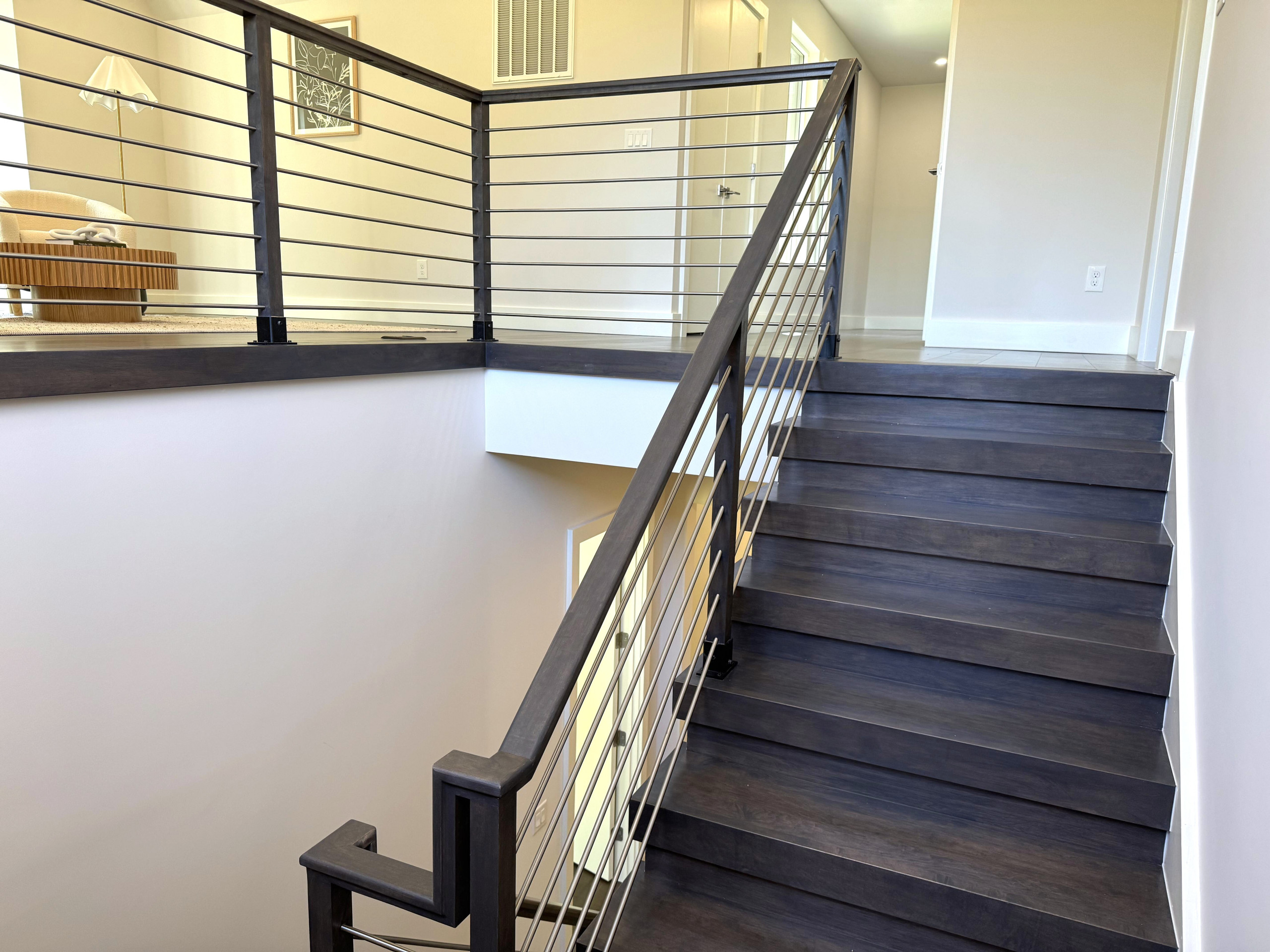 137_Transitional Maple Staircase with Stainless Steel Rail, Clifton, VA 2014