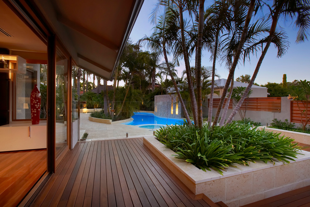 Inspiration for a large tropical backyard patio in Perth.