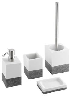 Modern 4 Piece White And Grey Bathroom Accessories Set White And Grey Bathroom Accessories Set