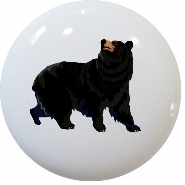 Black Bear Ceramic Cabinet Drawer Knob Contemporary Cabinet