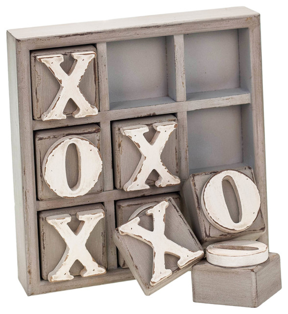 Wood Block Tic Tac Toe Gray