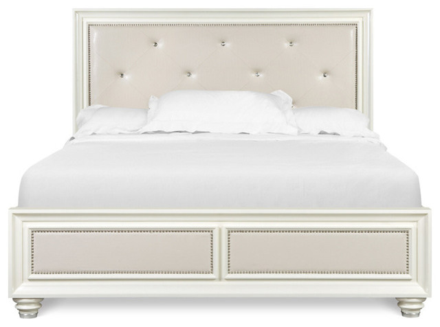 magnussen diamond 4-piece queen island bedroom set, glossy cream