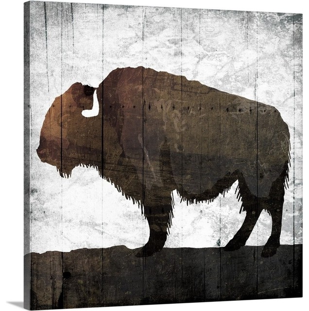 "Aged Buffalo" Wrapped Canvas Art Print Southwestern Prints And