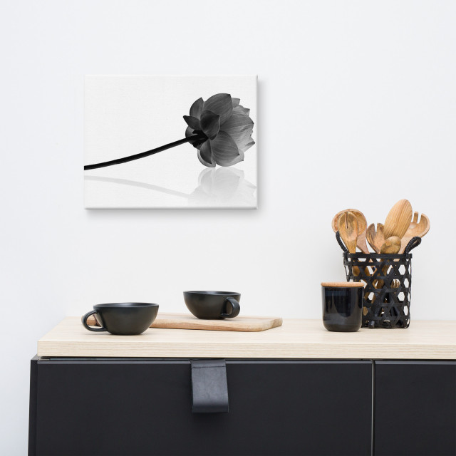 Black And White Flower Canvas Wall Art Resting Lotus Floral Photo, 12 ...