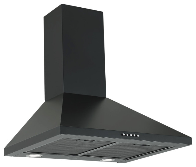 Ancona 24" 440 CFM Convertible Wall Pyramid Range Hood, Matte Black Contemporary Range Hoods