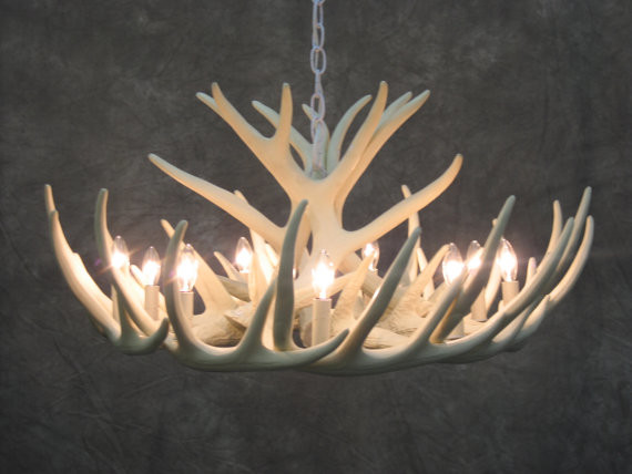 White Faux Antler Chandelier by The Shabby Antler