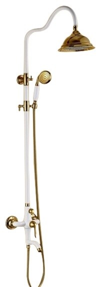 Brasalia Antique Brass Shower Set With Hand Shower And Top Brass