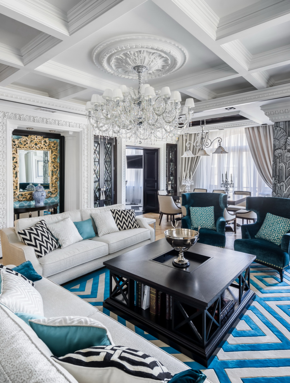 Интерьер квартиры в стиле современной классики с элементами Ар-Деко в Петербурге