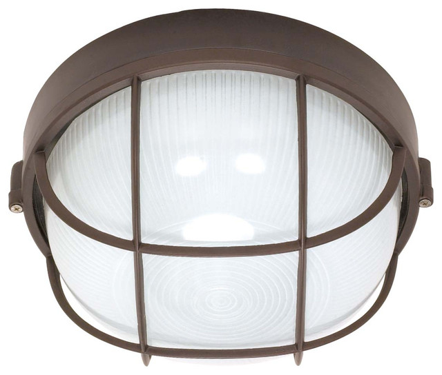 Nuvo 1-Light 10" Round Cage Die Cast Bulkhead W/ Architiectural Bronze Finish