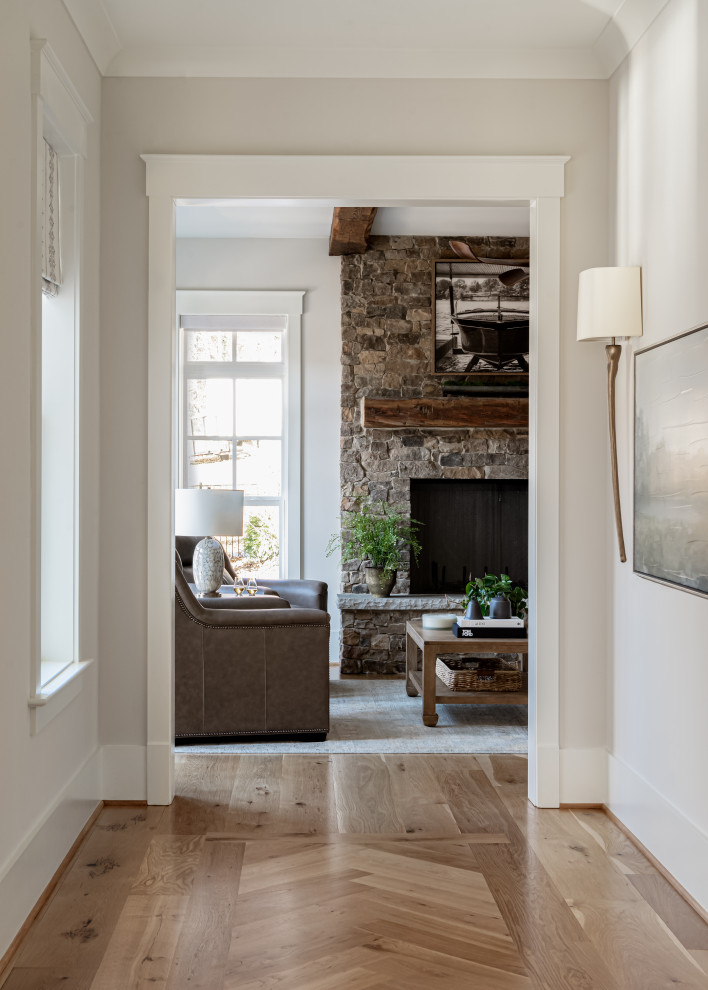 Living room - coastal living room idea in Raleigh