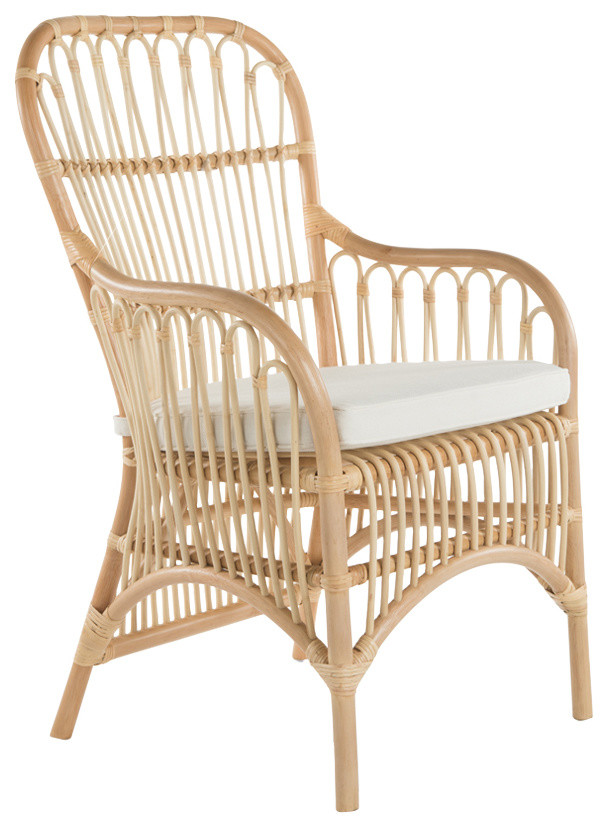 Rattan Loop Armchair With Seat Cushion, Set of 2 - Tropical - Dining Chairs  - by KOUBOO | Houzz