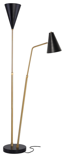 Celika Floor Lamp In Gold And Black, Black Modern Floor Lamp
