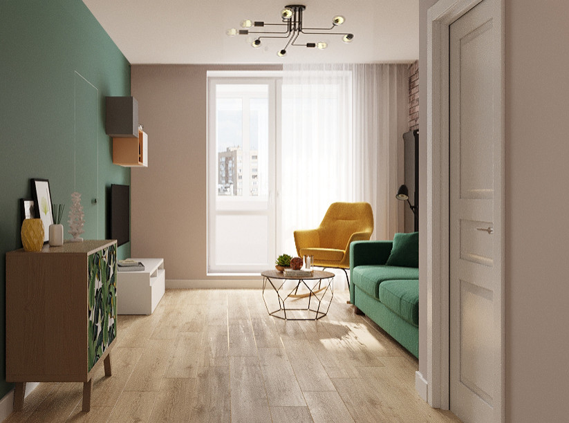 Яркий минимализм квартира 60 кв м