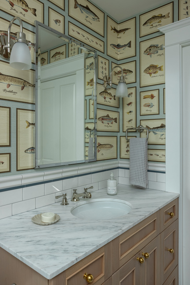 Example of a classic powder room design in Seattle