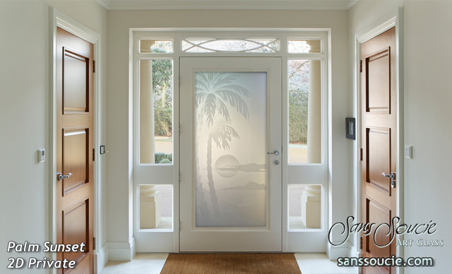 Iris 3D Painted Glass Front Doors - Exterior Glass Doors - Glass Entry Doors  - Traditional - Entrance - Other - by Sans Soucie Art Glass | Houzz UK