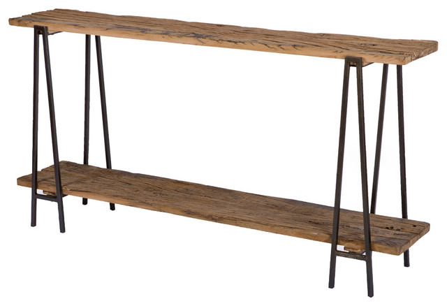 Bartlett Rustic Lodge Wood Metal Rectangle Console Table