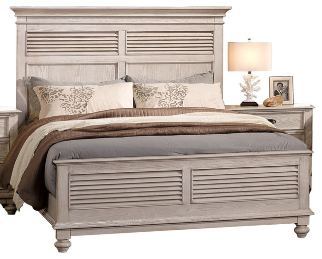 Ladella Cape Cod Shutter Panel Bed White Driftwood Traditional Ladella Cape Cod Shutter Panel Bed