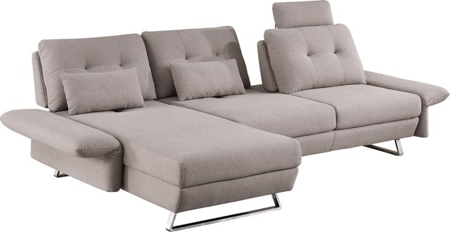 Divani Casa Payne Modern Gray Fabric Sectional Sofa