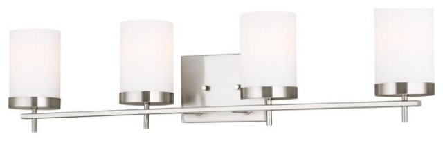 Zire Bath Vanity Light, 4-Light, LED, Brushed Nickel, 34" - Transitional - Bathroom Vanity ...