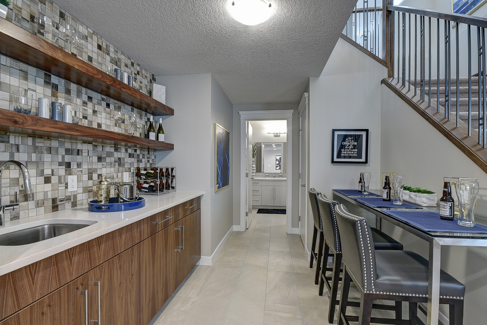 This is an example of a modern home bar in Calgary.