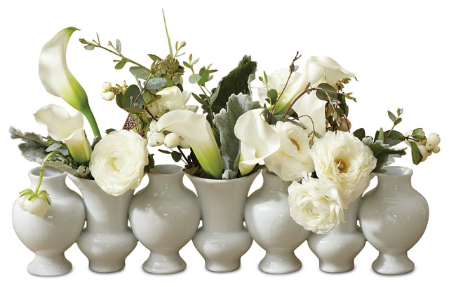 Fusion Hollywood Regency White Bud Vase Line Contemporary
