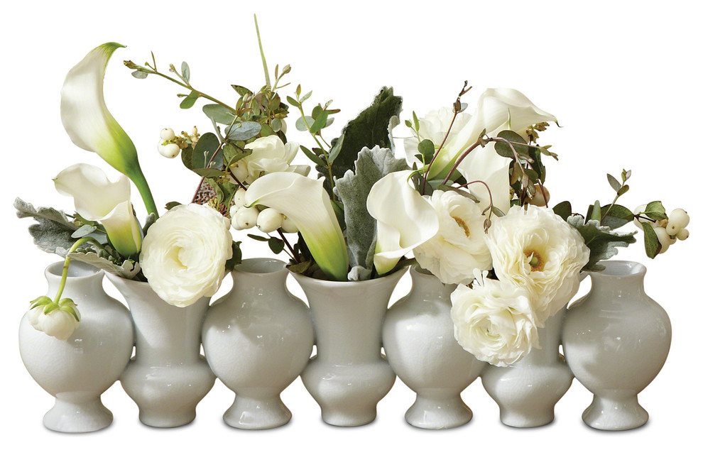 Fusion Hollywood Regency White Bud Vase Line