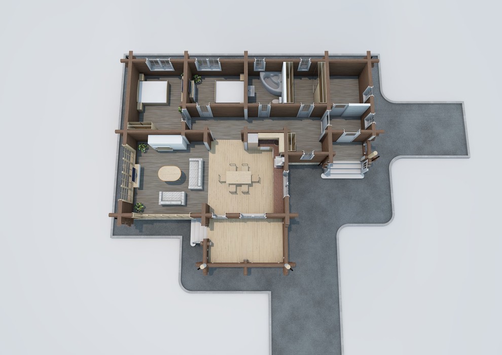 дом одноэтажный из бревна