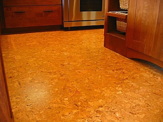 Inspiration for a mid-sized cork floor kitchen remodel in Phoenix with shaker cabinets, medium tone wood cabinets and stainless steel appliances