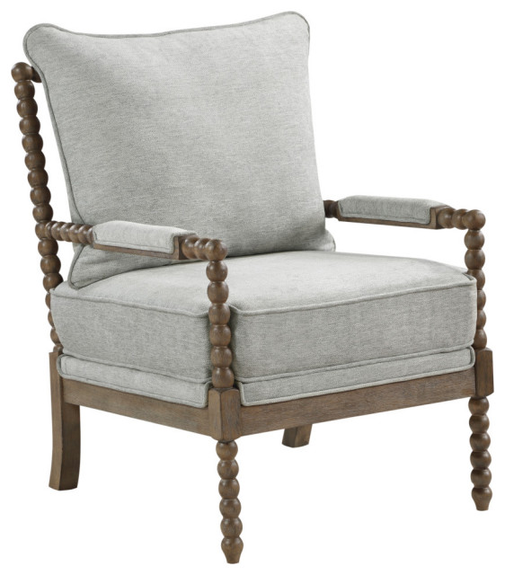 Fletcher Spindle Chair in Smoke Gray Fabric with Brush Charcoal Finish