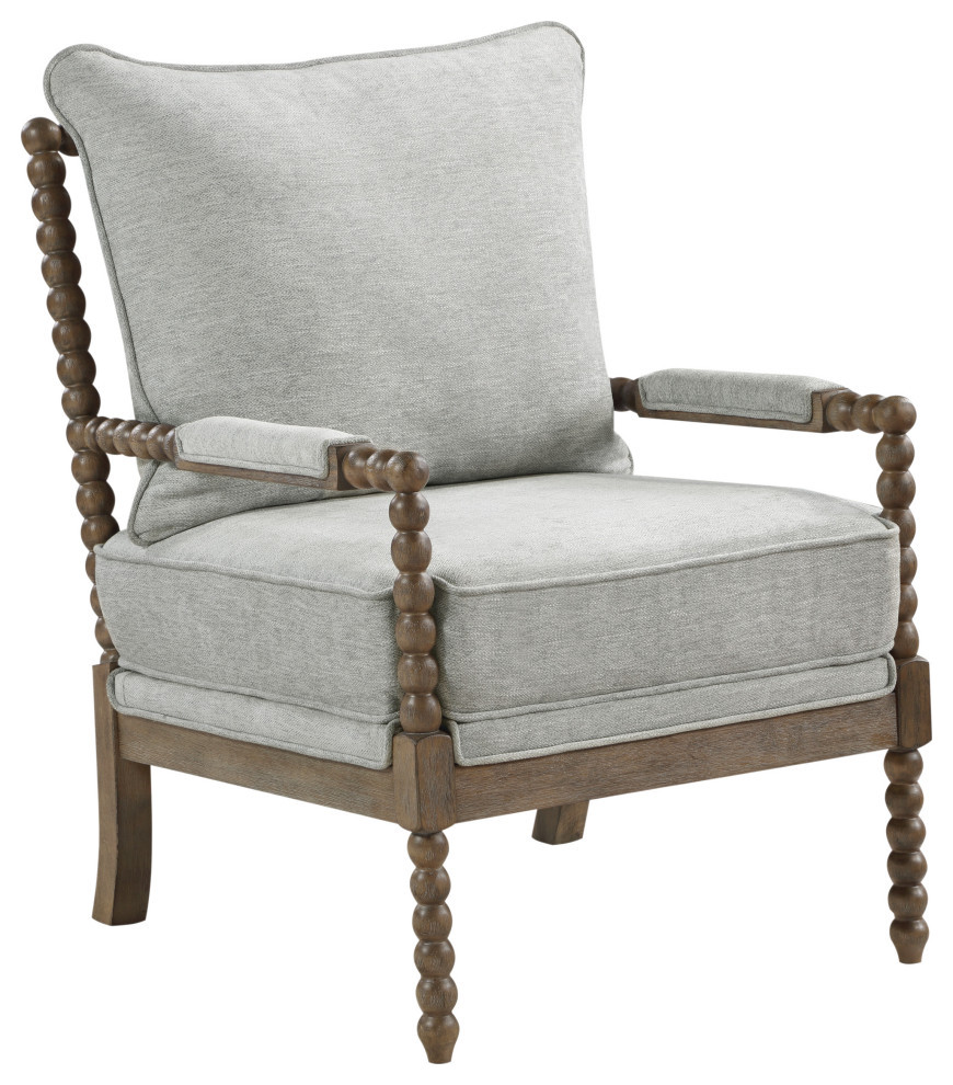 Fletcher Spindle Chair in Smoke Gray Fabric with Brush Charcoal Finish