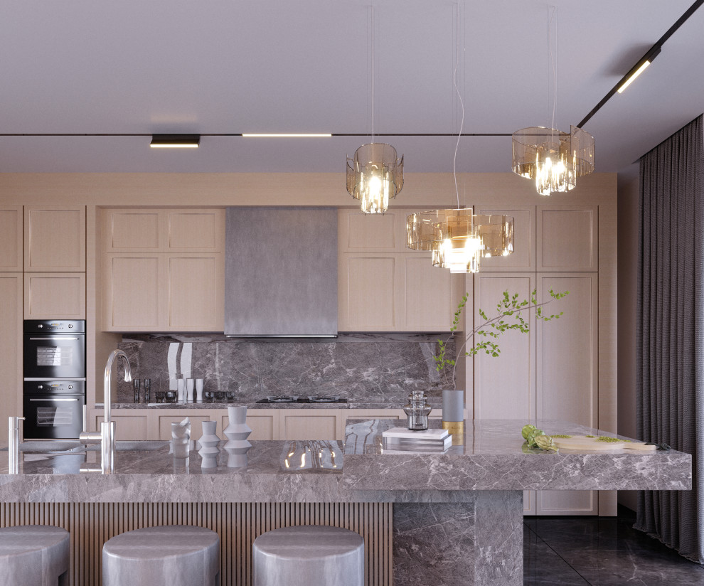 Example of a minimalist kitchen design in Miami