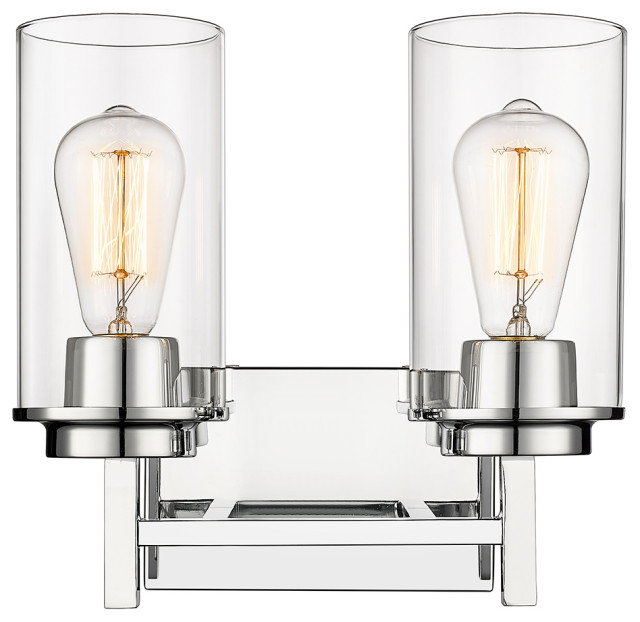 2 Light 11.5" Chrome Vanity Light Transitional Bathroom Vanity