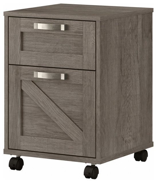 kathy ireland Home Cottage Grove 2 Drawer Mobile File Cabinet, Restored Gray
