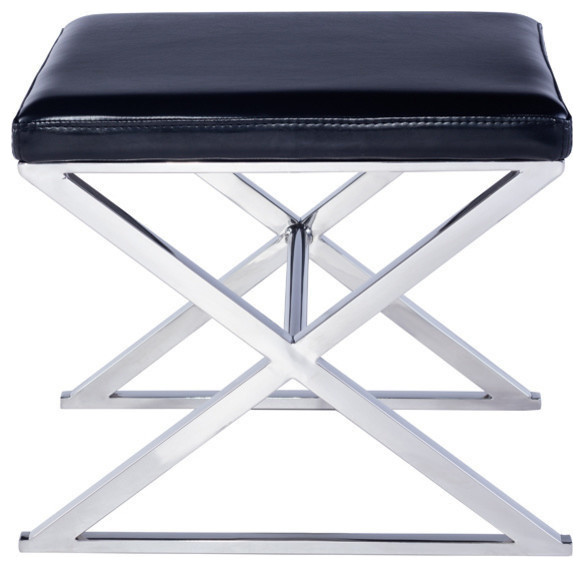 Pasargad Luxe Collection Faux Leather Bench Black