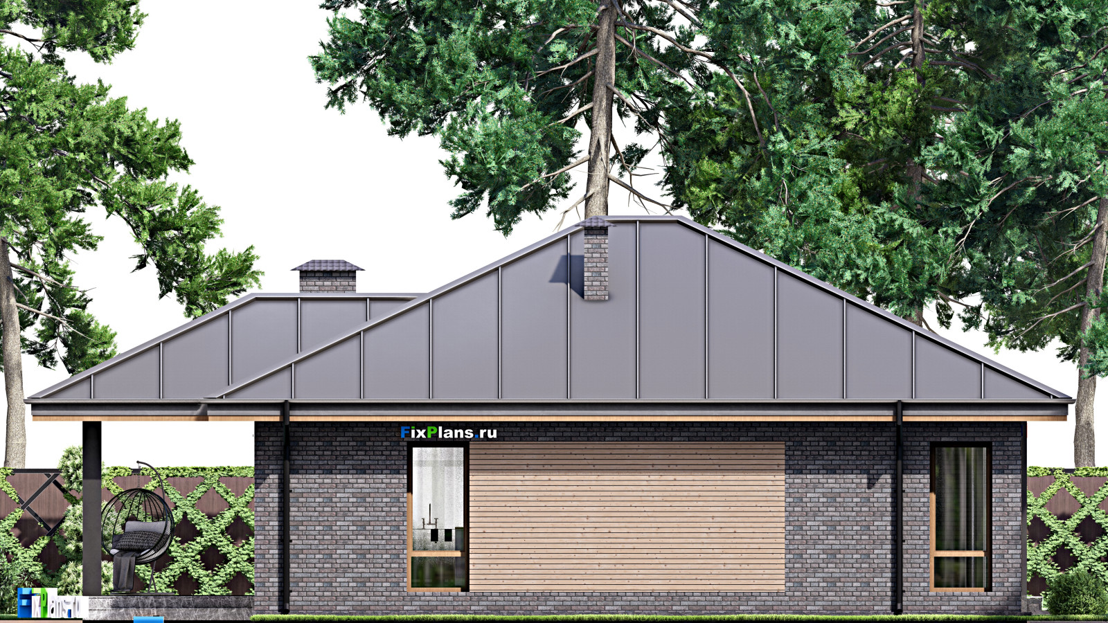 Проект одноэтажного дома 15х15м S146м2 F-14579