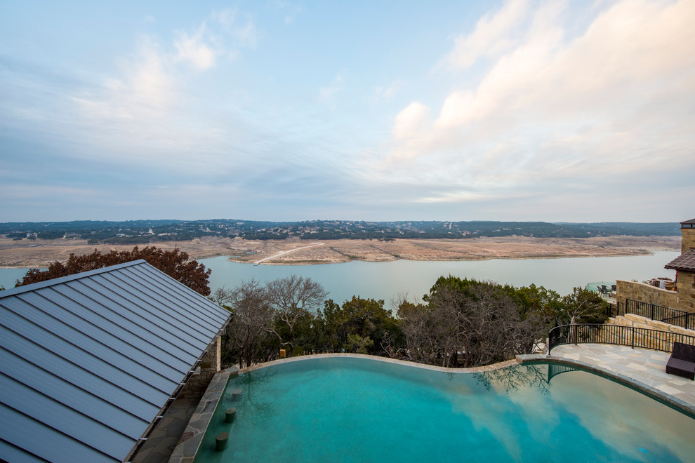 Inspiration for a rustic pool remodel in Austin