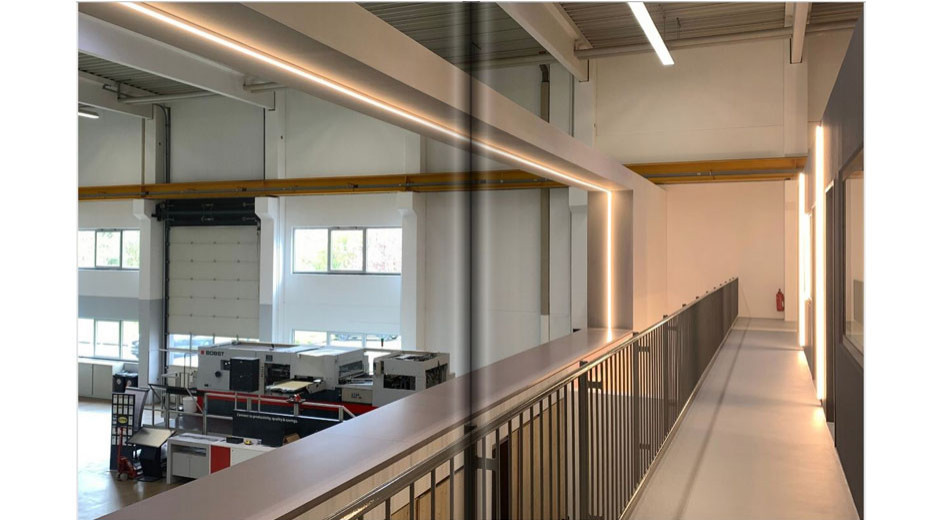 Bobst Campus Showroom Office Büro Planung Präsentation Umplanung Modernisierung Ausstellung Interior Design NRW Krefeld Meerbusch Architektur Innenarchitektur Gestaltung 3D Akustik Beleuchtung