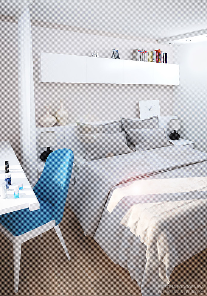 Визуализация интерьера квартиры в современном стиле с классической кухней