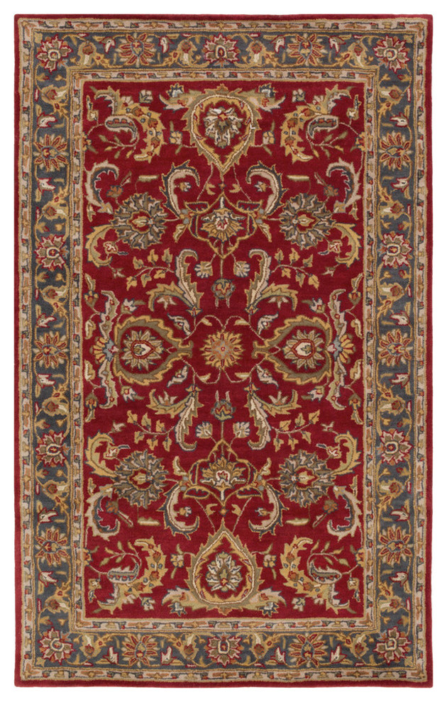Traditional Red/Charcoal Persian Pattern Oriental Rug, 6'x9'