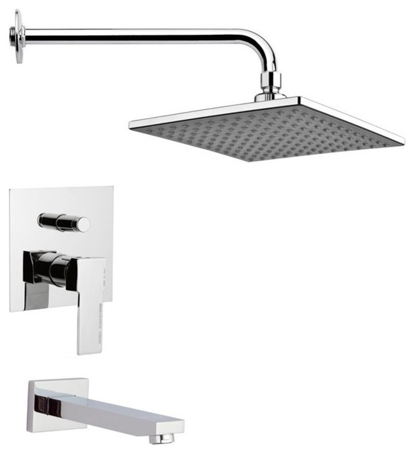 Chrome Tub and Shower Faucet Sets With 9" Rain Shower Head Modern