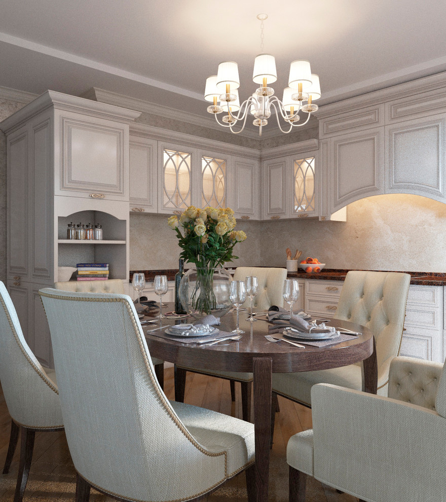 Интерьер кухни и гостиной в трехкомнатной квартире