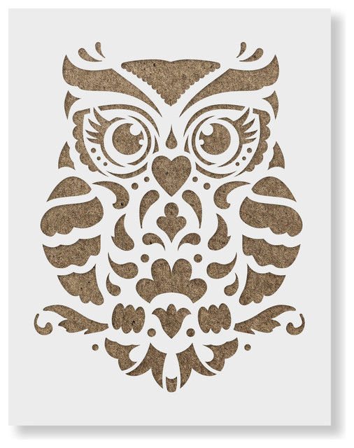 owl stencil on reusable mylar for crafts rustic wall