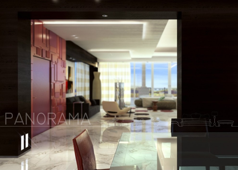 Проект гостиной-столовой, S - 135, 7 кв.м.