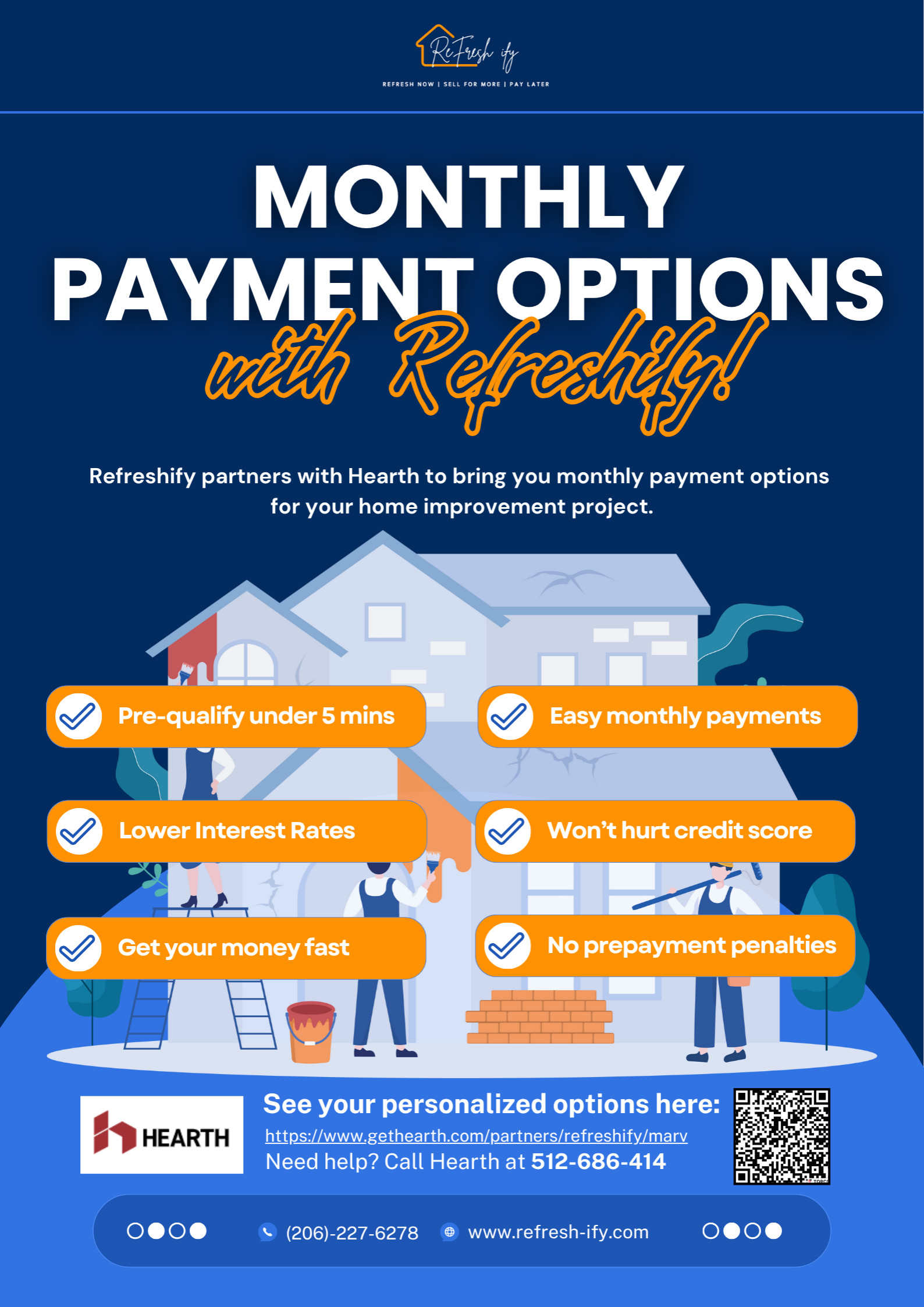 Refreshify offers monthly payment options through Hearth