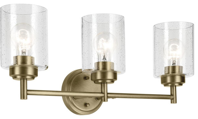 Winslow 3 Light Bathroom Vanity Light, Natural Brass - Transitional ...