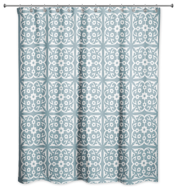 Tile Shower Curtain, 71x74 Mediterranean Shower Curtains by Designs Direct Houzz