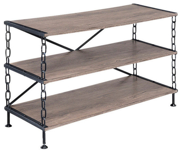 Acme Jo Tv Stand Rustic Oak And Antique Black
