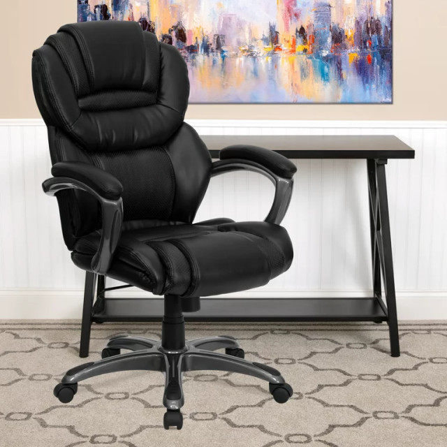Contemporary Office Chair, Ergonomic Design With Padded Faux Leather ...